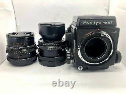 EXC+4MAMIYA RB67 Pro S + NB 90mm C 180mm 2Lens + 120 Film Back from JAPAN