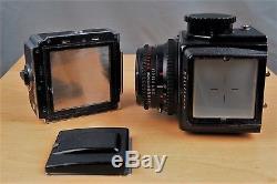 Hasselblad 500CM Black Body with Zeiss Planar 80mm f/2.8 Lens WLF and A12 Back