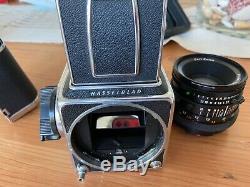 Hasselblad 500CM Medium Format Camera, A12 back, 80mm CF PLANAR lens, 6093 Hood
