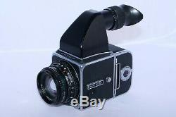 Hasselblad 500CM with80mm f2.8 Planar Black T lens kit with90 prism, & extra backs