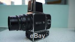Hasselblad 500 El/m 150mm Lens A12 Film Back, Grip And Waist Level Viewfinder