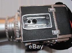 Hasselblad 500c 3 lenses/caps, 2 backs, polarizer, WithL & prisim finders, strap