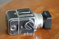 Hasselblad 500c medium format film camera + 80 mm f2.8 lens (chrome) + film back