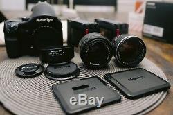 Mamiya 645 AFD II with Af80/2.8 D Lens, Mamiya 80mm F/1.9 Lens& 2 120 film backs