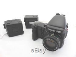 Mamiya 645 Pro Camera AE Metered Prism 80mm 2.8 Lens (2)120 Back (1) 35mm back