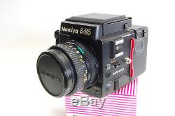 Mamiya 645 Super kit with 80mm and 120 back, Waist-level finder, hood, 220 insert