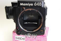 Mamiya 645 Super kit with 80mm and 120 back, Waist-level finder, hood, 220 insert