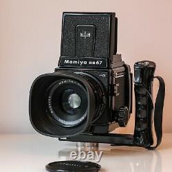 Mamiya RB67 Pro S Waist Level Viewfinder & Bracket with 90mm F3.8 Lens 120 Back