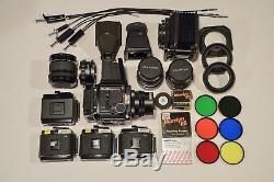 Mamiya RB67 Pro S camera with3 lenses, 5 film backs, 3 finders & much more
