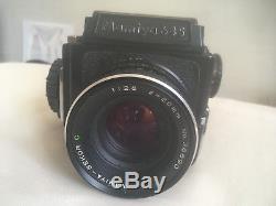 Mamiya m645 Single Lens Reflex, Medium format with 120 film back, f2.8 80mm lens