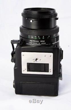 Mint Bronica ETRSi with PE 75mm F2.8 lens, speed grip, 120 and 220 backs, caps