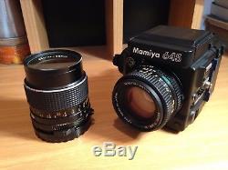 Mint Mamiya 645 Super Body + Mamiya-Secor 80mm & 55mm Lenses, + 2 120 film backs