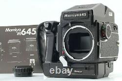 Near Mint with Winder Grip Mamiya M645 + AE Finder + 120 film back From JAPAN