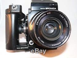 Zenza Bronica ETR camera w 3 lenses, grip, Prism, 3 backs, flash & Custom case
